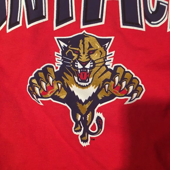 90s Vintage NHL Florida Panthers Red T Shirt (XL) - Picture 2 of 4
